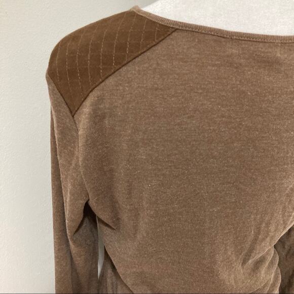 Vtg LRL Lauren Jeans Co Chocolate Dress size M Shoulder Zipper Suede detail - Picture 5 of 8